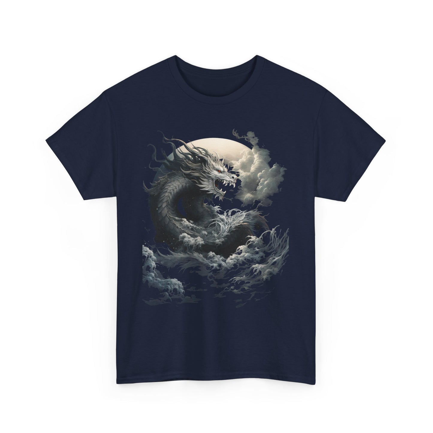 Dragon Moon Unisex Heavy Cotton Tee - Mystical Night Sky Apparel