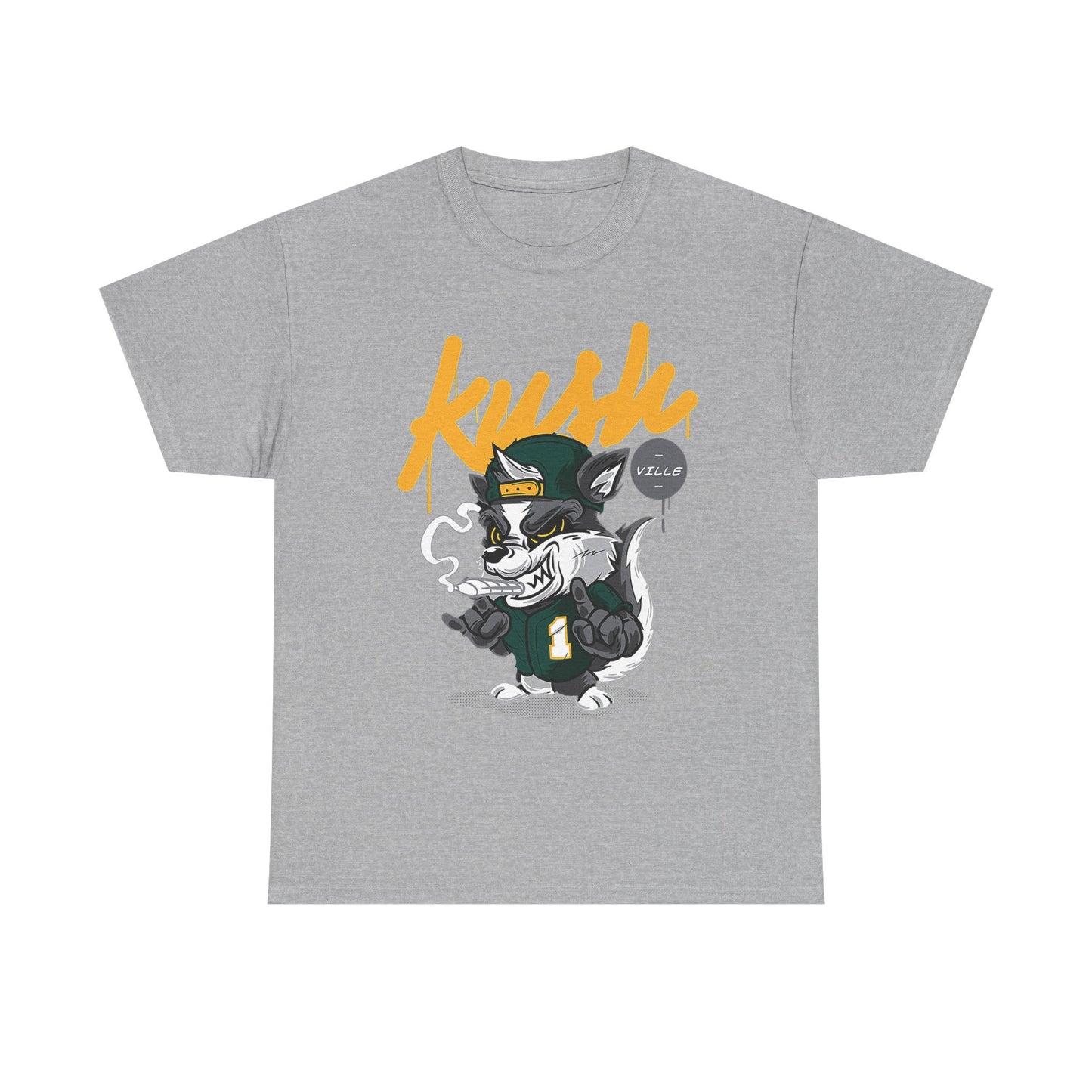 Street Style Unisex Heavy Cotton Tee - 'Kush Ville' Graphic Design