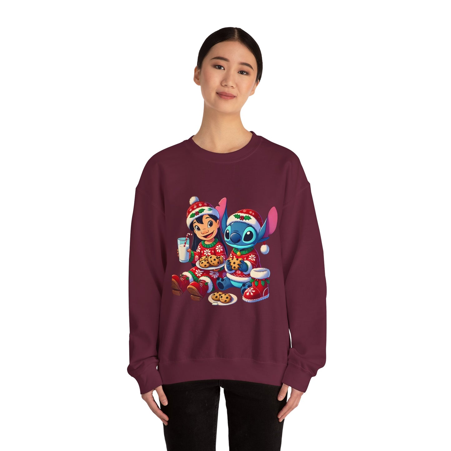Holiday Character Sweatshirt — Cute Christmas Cookies & Milk Design