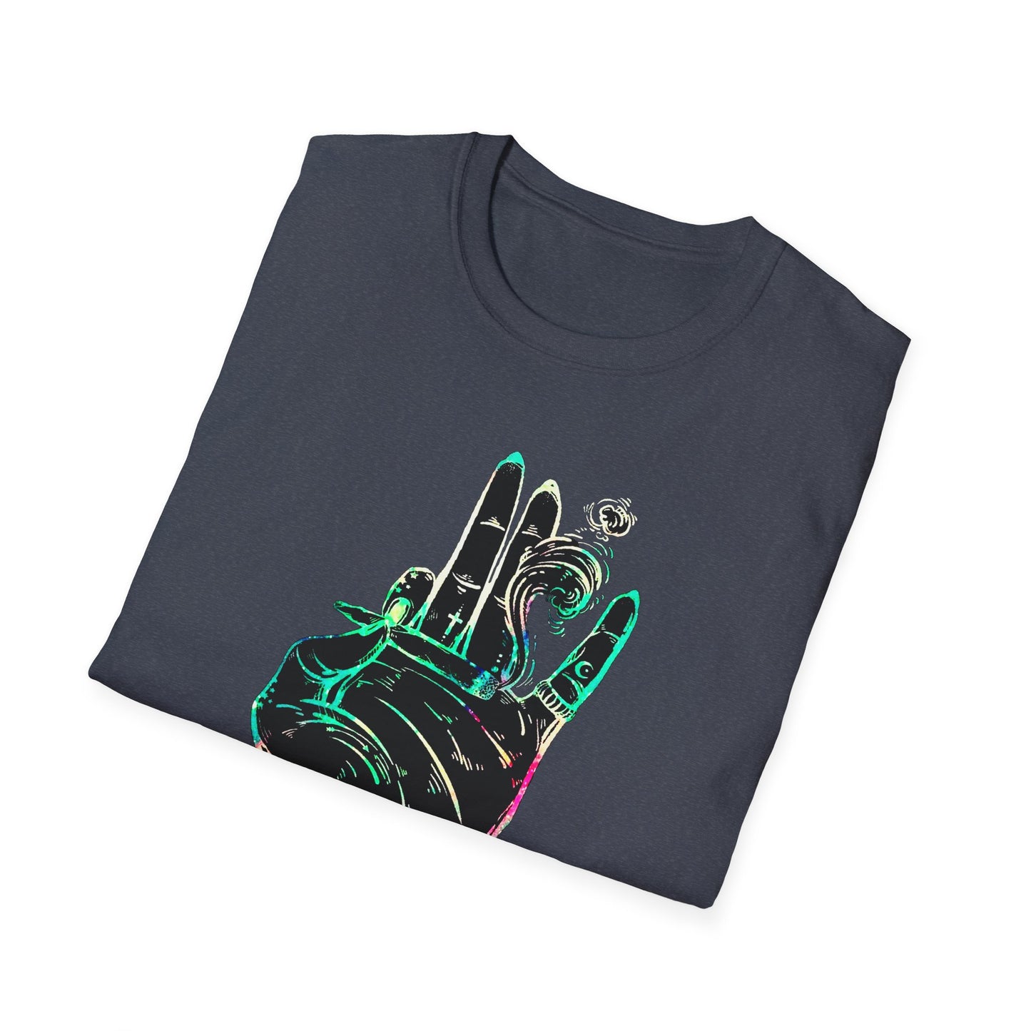 Psychedelic Hand Design Unisex T-Shirt - Softstyle, Casual Vibe