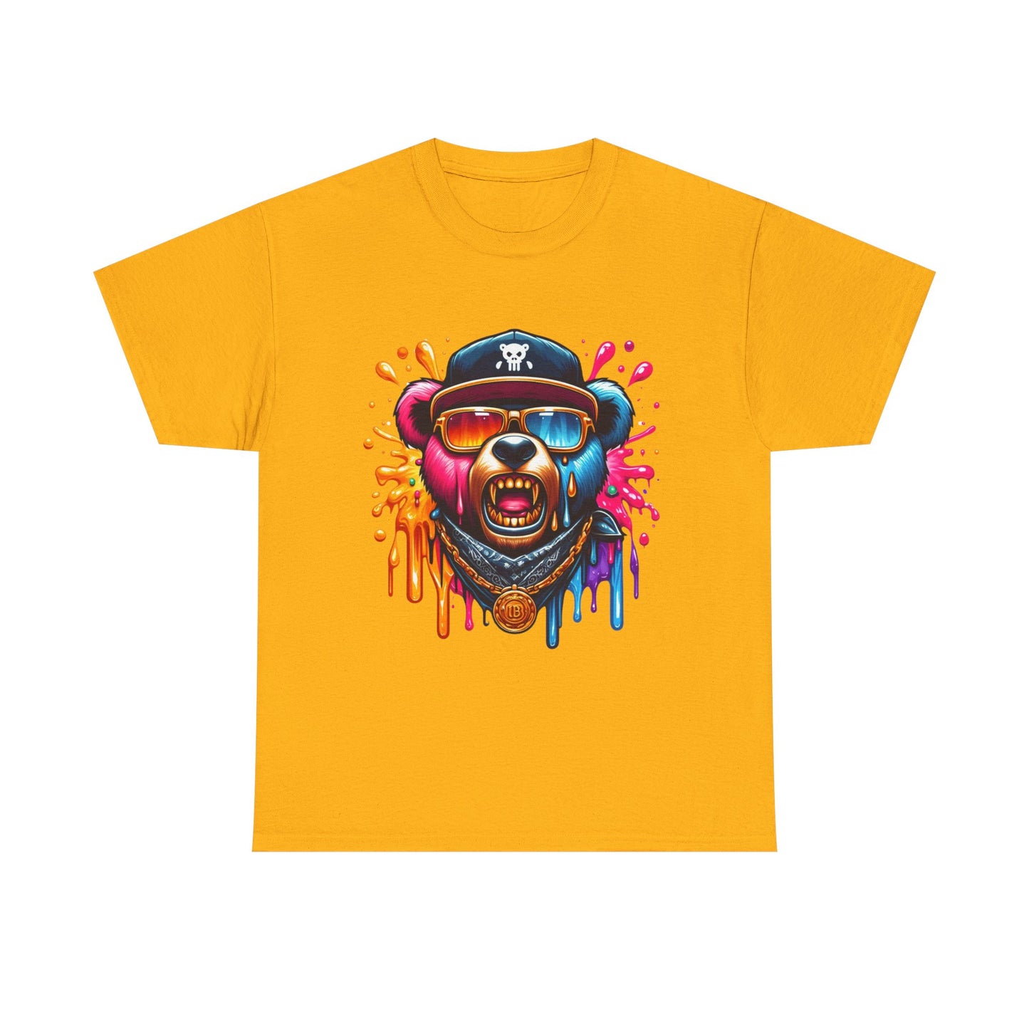Vibrant Bear Graphic Unisex Heavy Cotton Tee - Casual Streetwear for Everyday Style