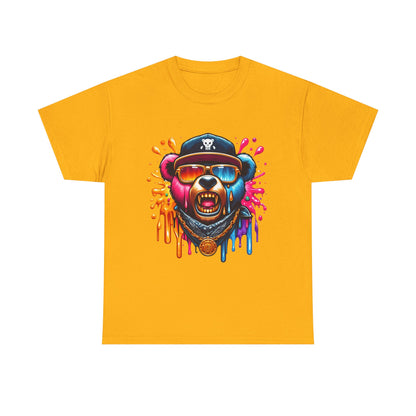 Vibrant Bear Graphic Unisex Heavy Cotton Tee - Casual Streetwear for Everyday Style