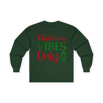 Christmas Vibes Long Sleeve Tee, Holiday Apparel, Unisex Tee, Festive Shirt, Winter Wear, Christmas Gift, Seasonal Fashion