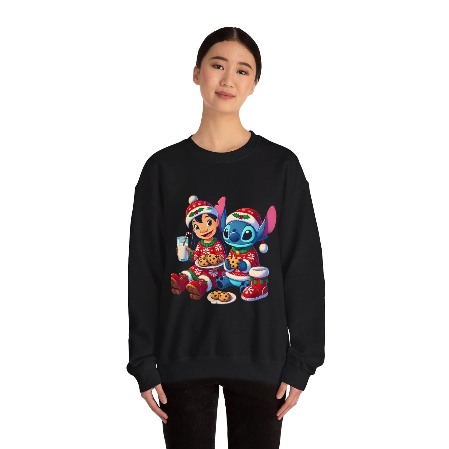 Holiday Character Sweatshirt — Cute Christmas Cookies & Milk Design