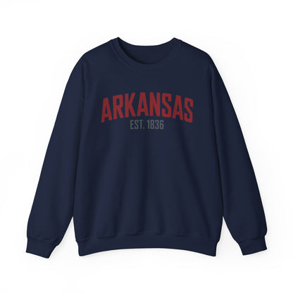 Arkansas Crewneck Sweatshirt – "Arkansas Est. 1836" Classic State Pullover