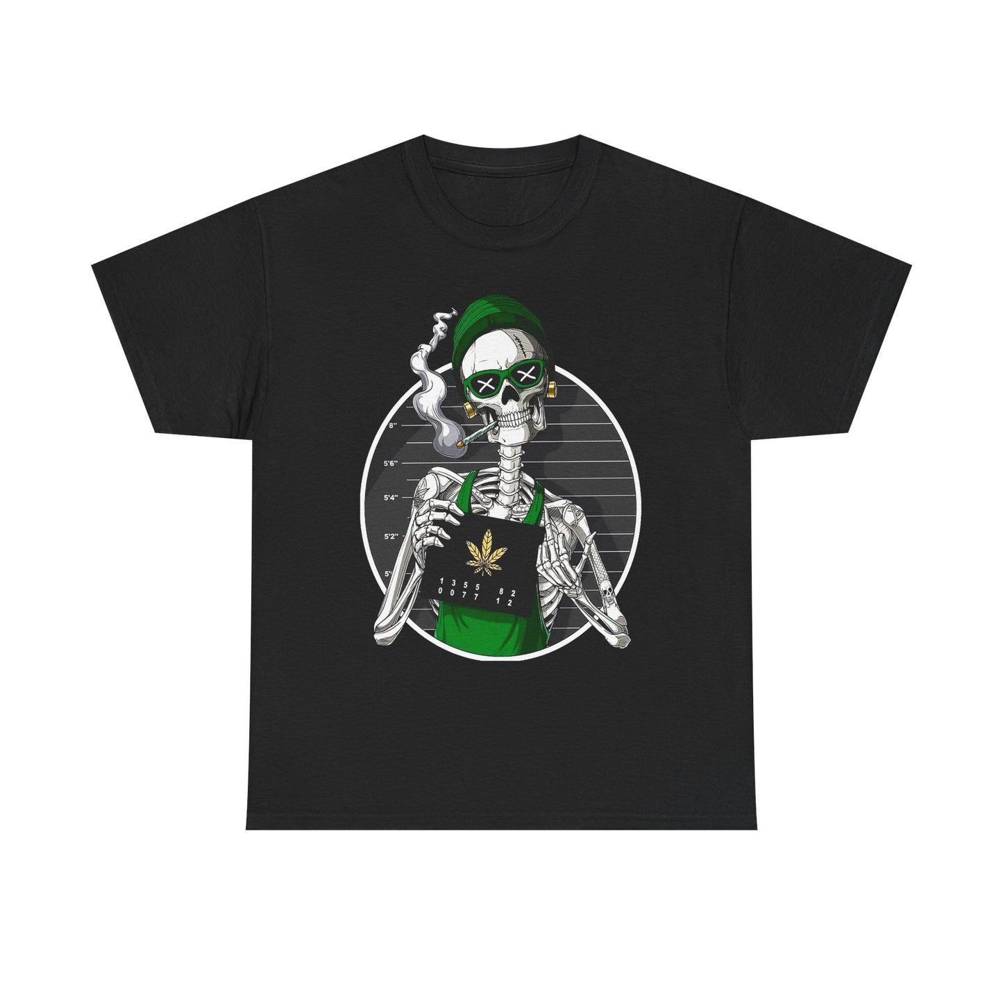 Edgy Skeleton Cannabis Tee | Unisex Heavy Cotton T-Shirt