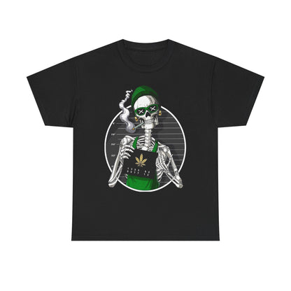 Edgy Skeleton Cannabis Tee | Unisex Heavy Cotton T-Shirt