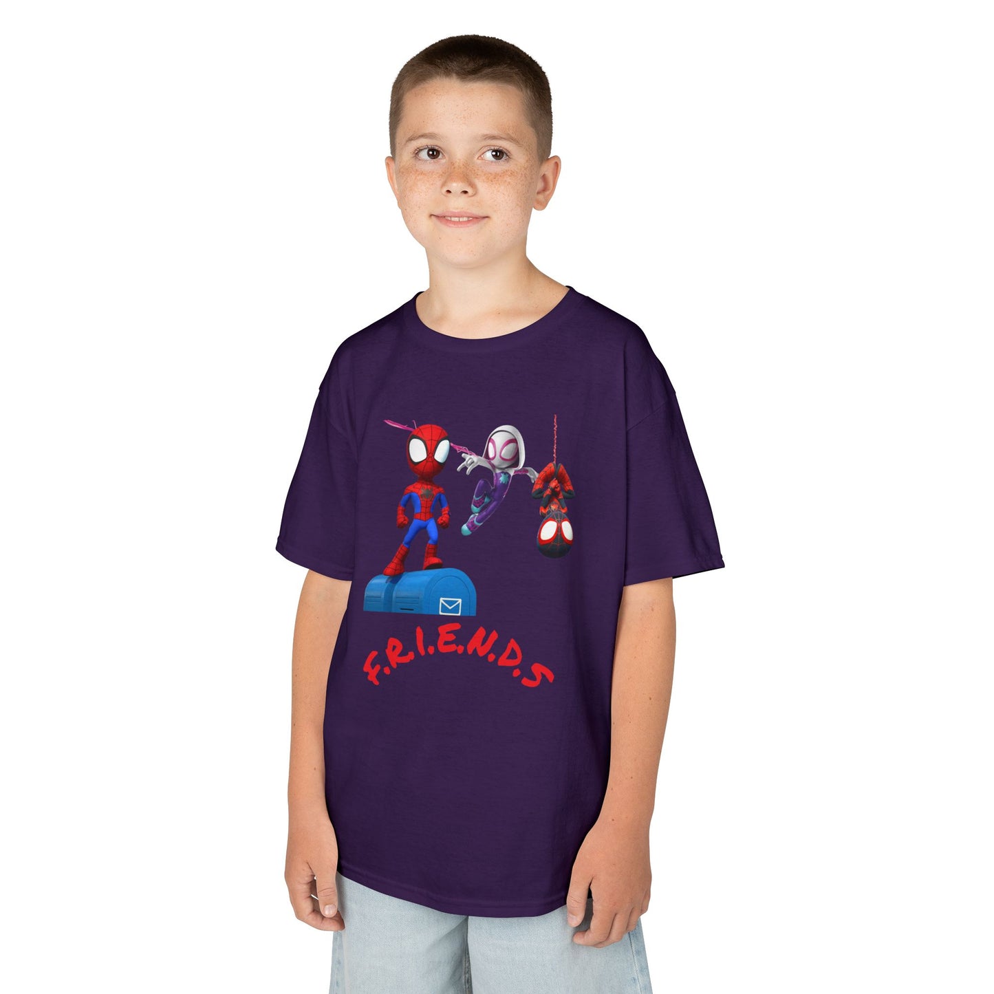 Kids' Friends Spider-Man Tee - Fun & Colorful Cotton T-Shirt for Young Superheroes