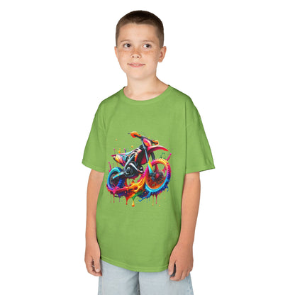 Kids' Motorcycle Graphic Tee - Vibrant Splash Design
