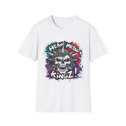 Heavy Metal Kingz Unisex Softstyle T-Shirt, Rock Music Tee, Gift for Metalheads, Concert Apparel, Edgy Graphic Shirt