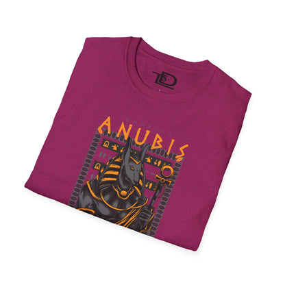 Anubis Unisex Softstyle T-Shirt, Egyptian Mythology Tee, Graphic Tee, Casual Wear for Fans, Gift for Halloween or Birthdays