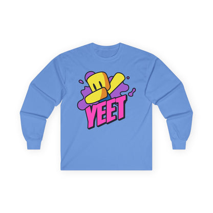 Yeet Graphic Long Sleeve Tee — Bold Cartoon Hat Streetwear