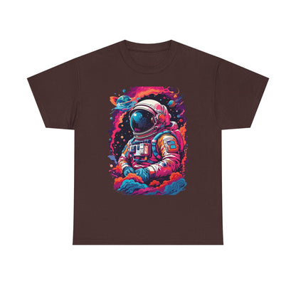 Cosmic Astronaut Unisex Heavy Cotton Tee - Galaxy Graphic T-Shirt