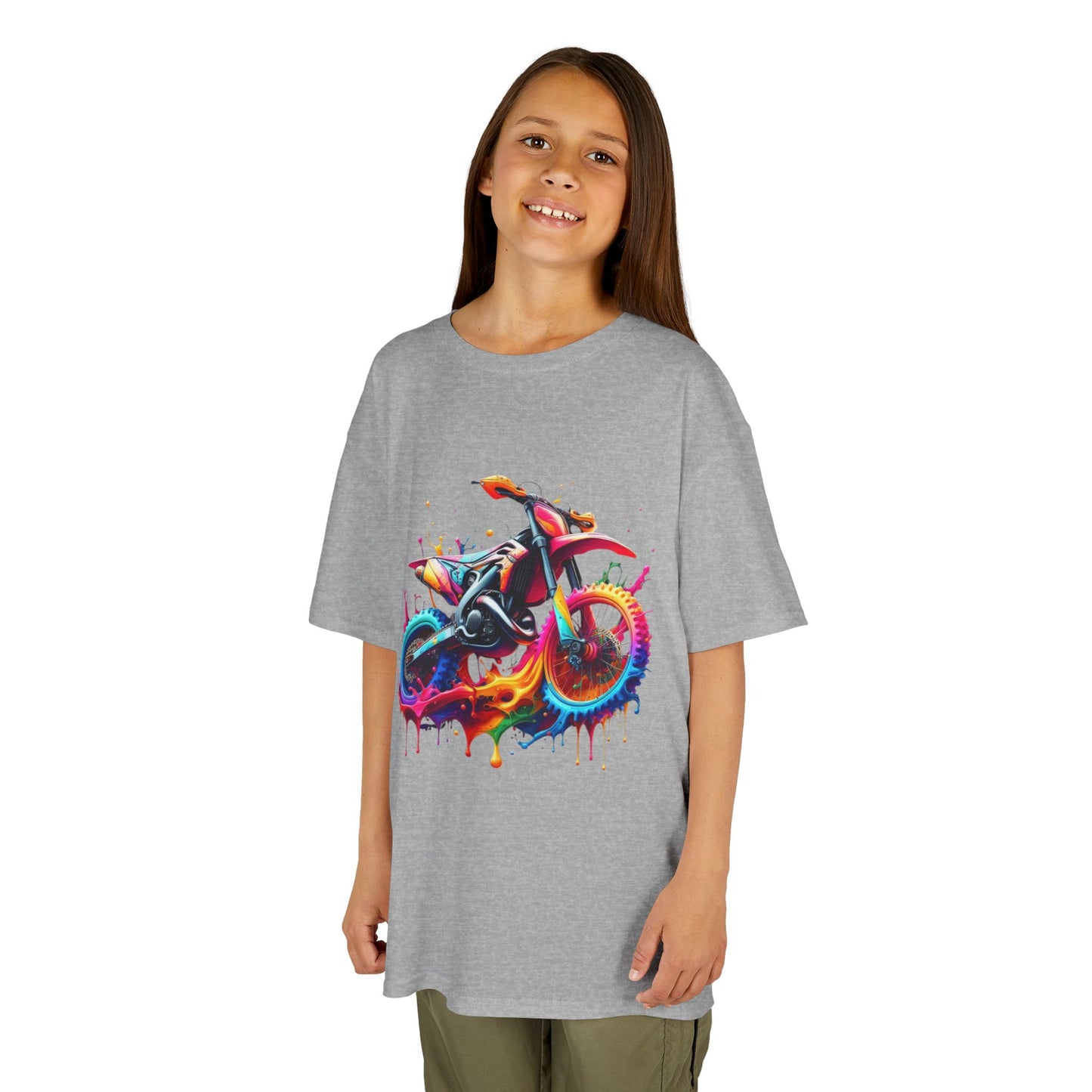 Kids' Motorcycle Graphic Tee - Vibrant Splash Design