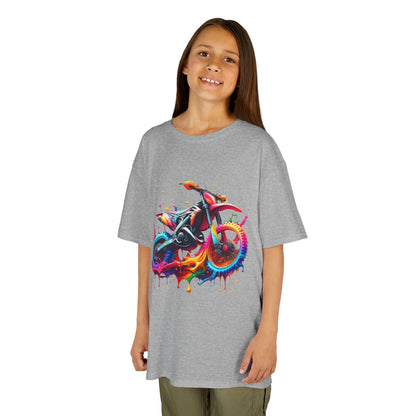 Kids' Motorcycle Graphic Tee - Vibrant Splash Design