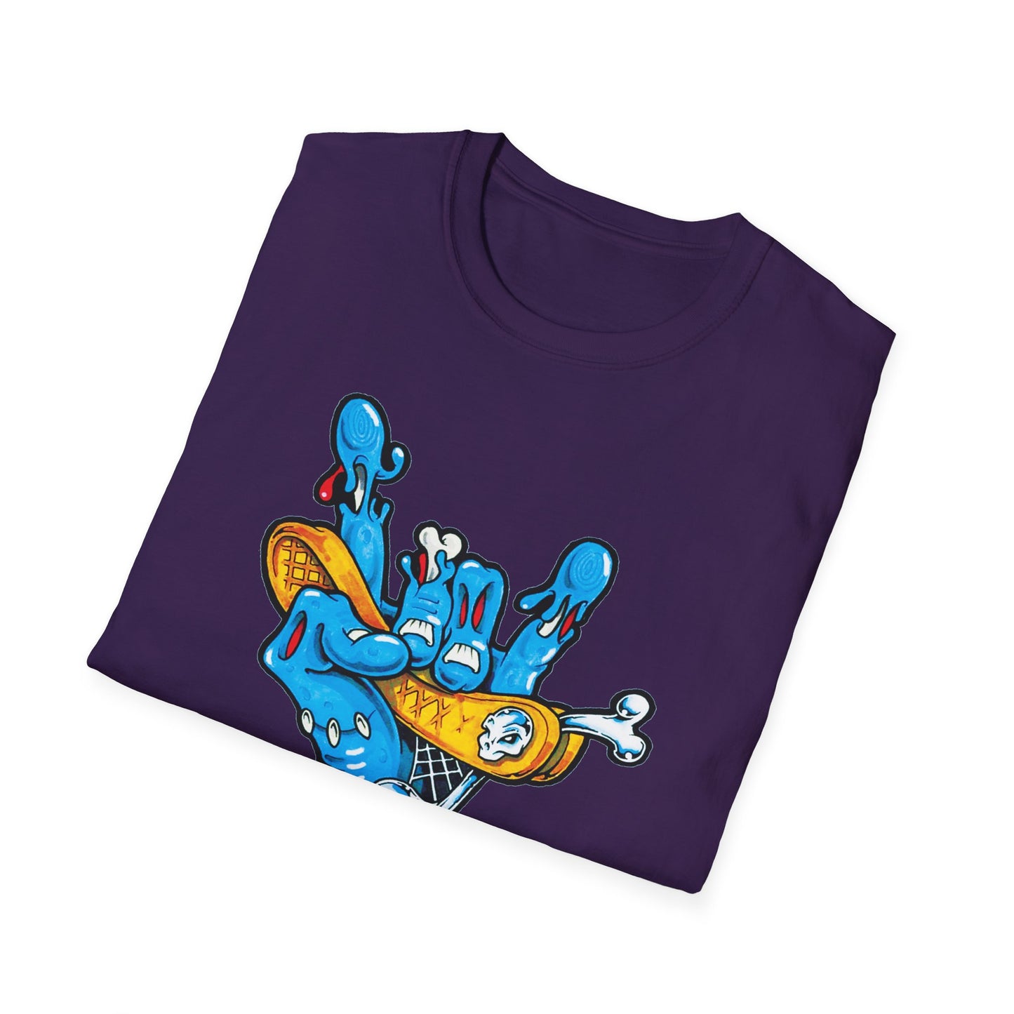 Street Art Unisex Softstyle T-Shirt with Colorful Skateboard Design