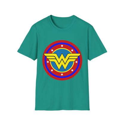Wonder Woman Inspired Unisex Softstyle T-Shirt, Superhero Tee, Gift for Amazon Fans, Comic Con Outfit, Everyday Wear, Birthday Present