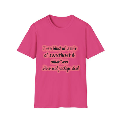 Funny Quote Unisex Softstyle T-Shirt - "I'm a mix of sweetheart & smartass"