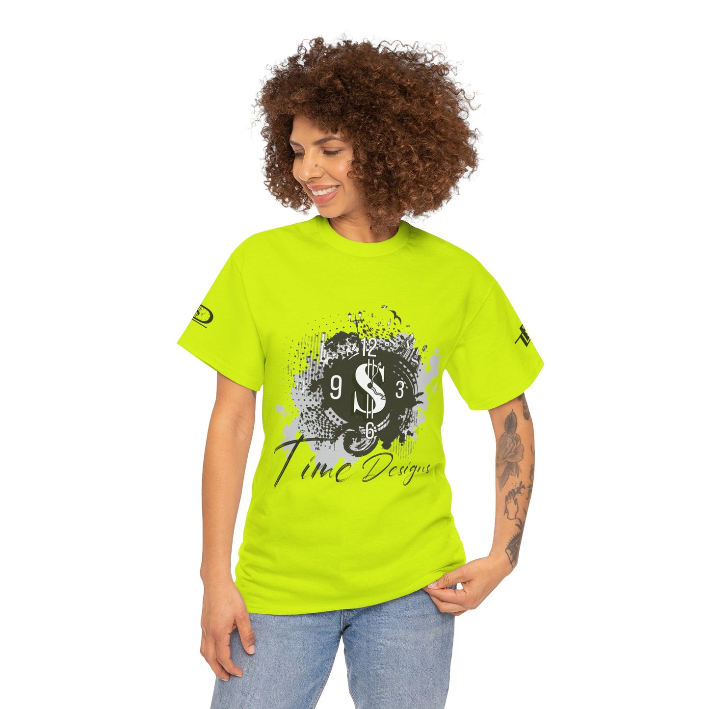 Unisex Heavy Cotton Tee - Time Designs Dollar Clock Graphic T-Shirt
