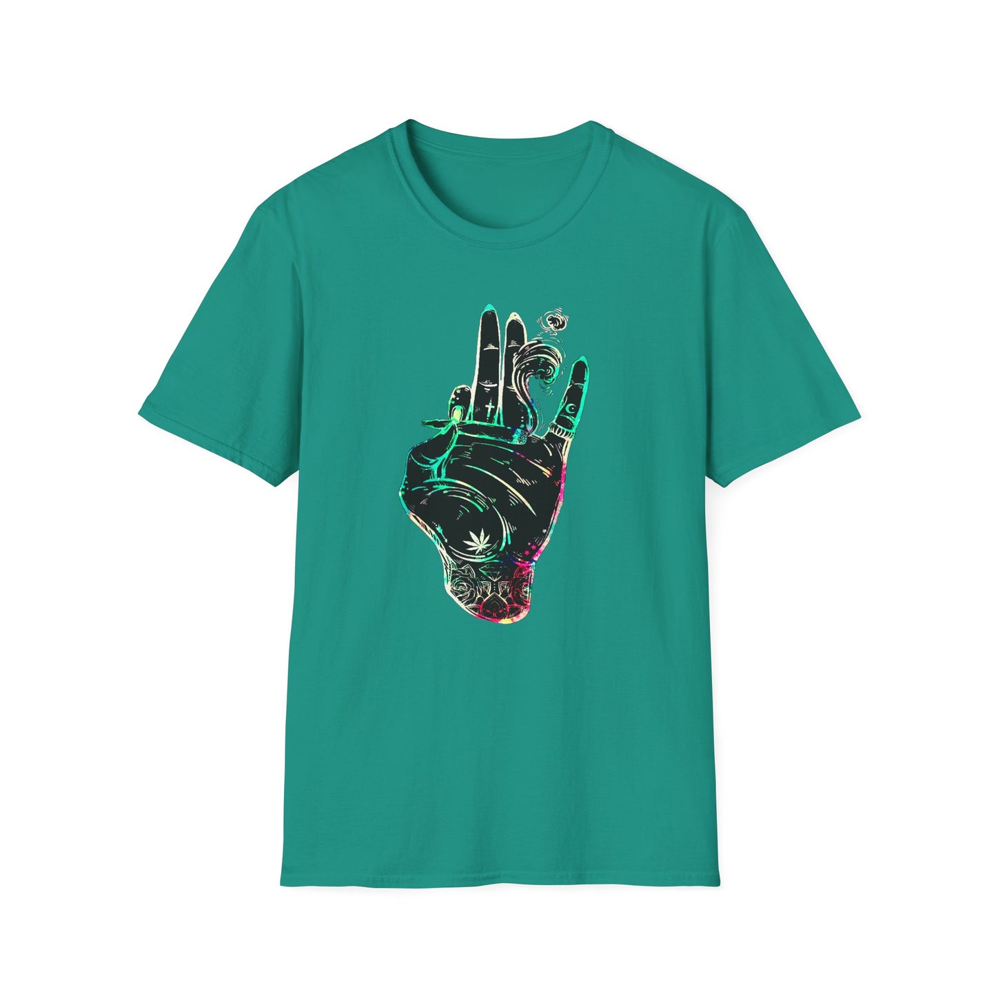 Psychedelic Hand Design Unisex T-Shirt - Softstyle, Casual Vibe