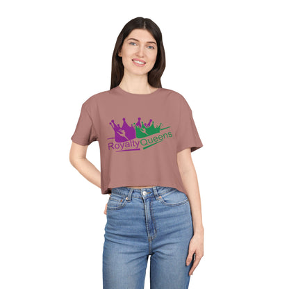 Royalty Queens Women's Crop Tee, Fun Party Top, Stylish Streetwear, Gift for Her, Casual Summer Wear, Trendy Graphic Tee