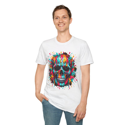 Colorful Drip Skull Unisex T-Shirt - Vibrant Graphic Tee for Art & Music Lovers