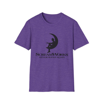ScreamWorks Unisex Softstyle T-Shirt, Halloween Costume Shirt, Graphic Tee, Sleepover Wear, Spooky Gift Idea