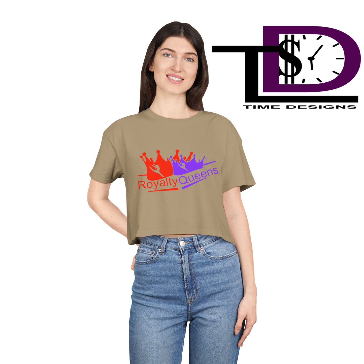 Royalty Queens Women's Crop Tee - Fun Summer Style, Casual Streetwear, Gift for Her, Festival Outfit, Vivid Crown Design