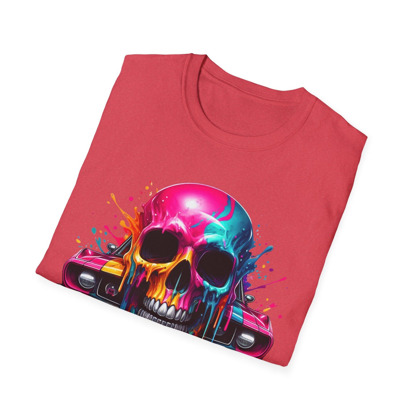 Vibrant Skull & Car Unisex Softstyle T-Shirt