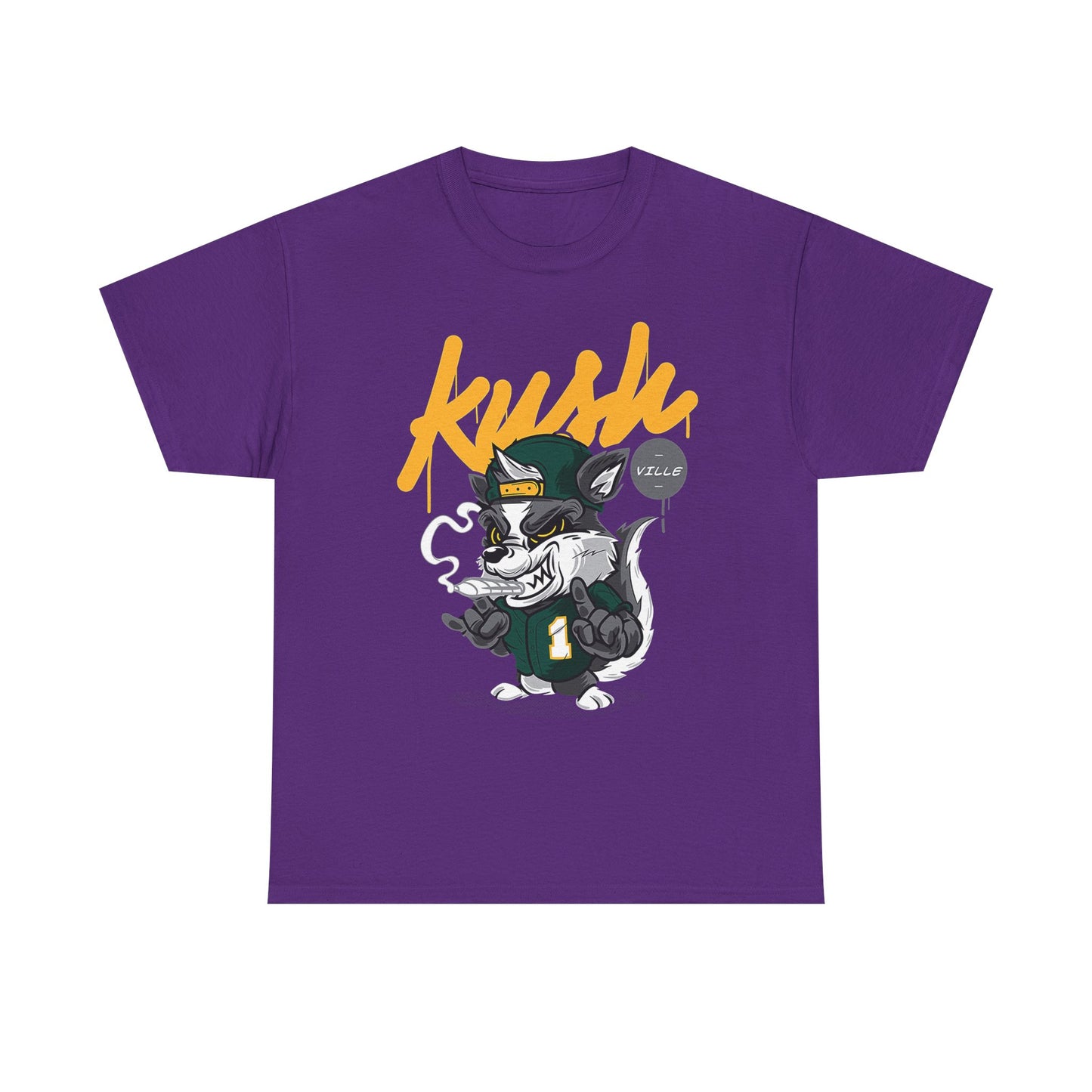 Street Style Unisex Heavy Cotton Tee - 'Kush Ville' Graphic Design