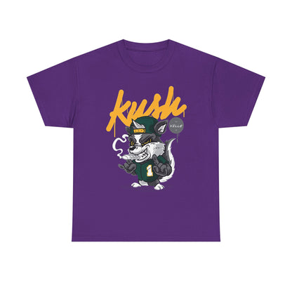 Street Style Unisex Heavy Cotton Tee - 'Kush Ville' Graphic Design