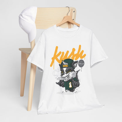 Street Style Unisex Heavy Cotton Tee - 'Kush Ville' Graphic Design