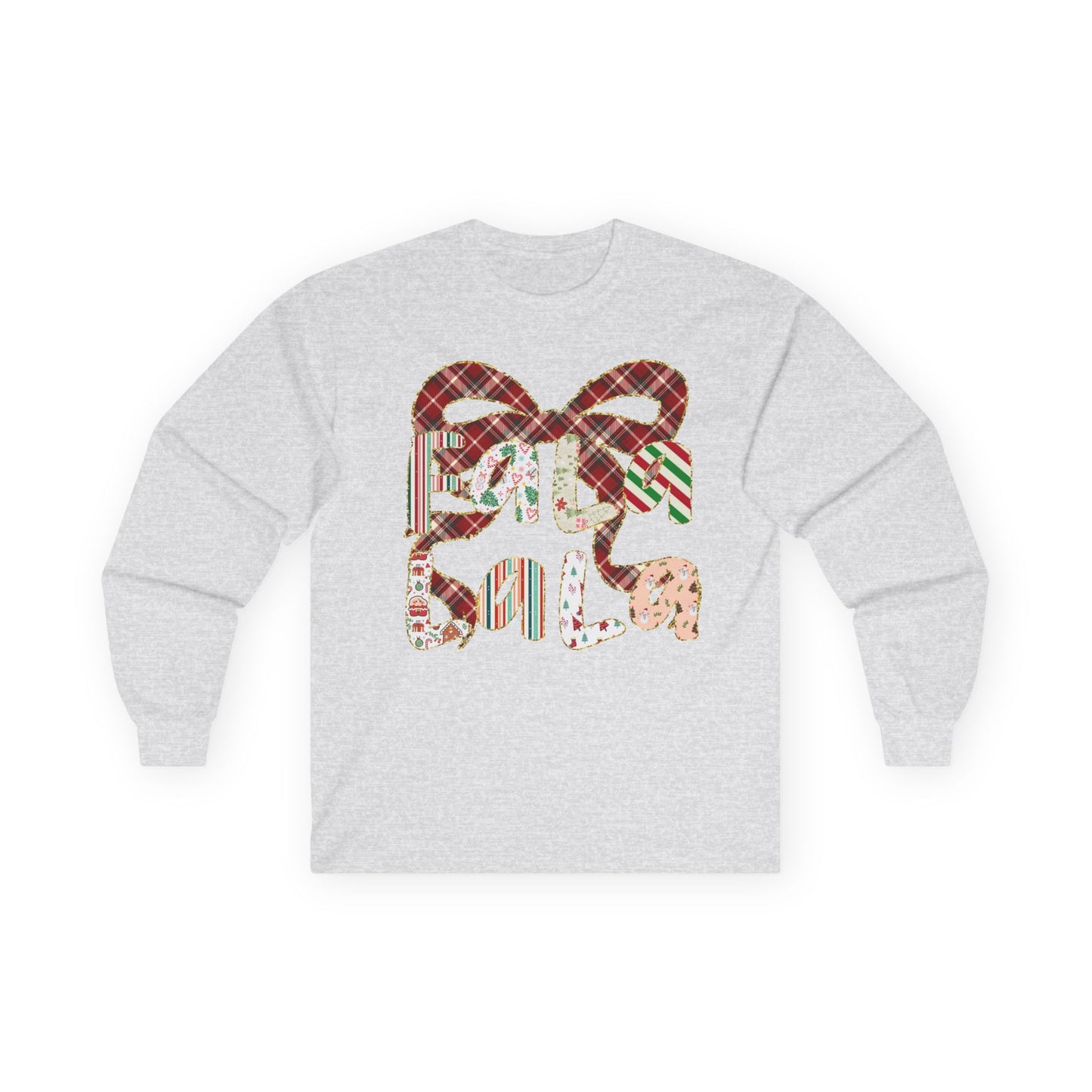 Long Sleeve Tee — Retro Plaid ‘Be Mine’ Valentine Heart Graphic