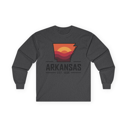 Arkansas Sunset State Long Sleeve Tee — EST. 1836 Retro Graphic