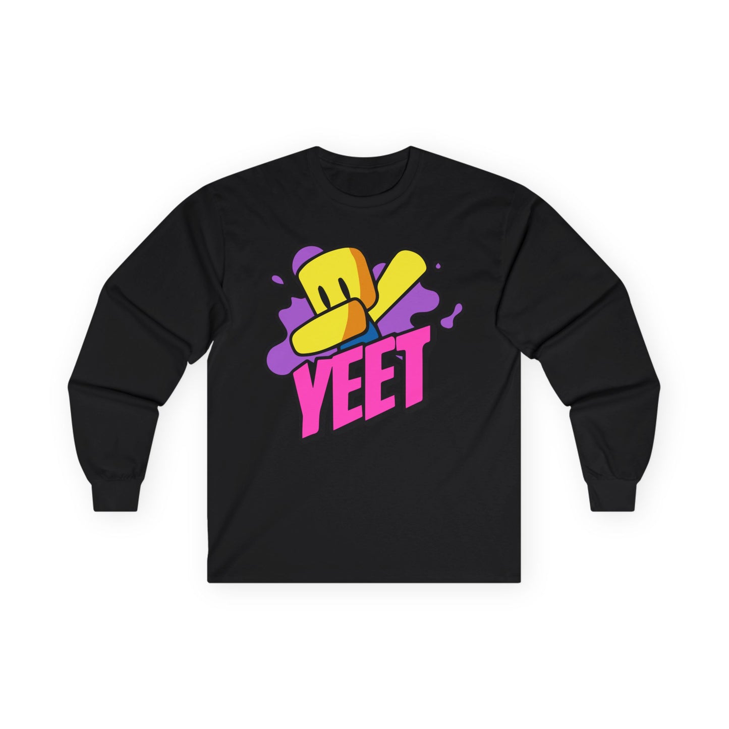 Yeet Graphic Long Sleeve Tee — Bold Cartoon Hat Streetwear