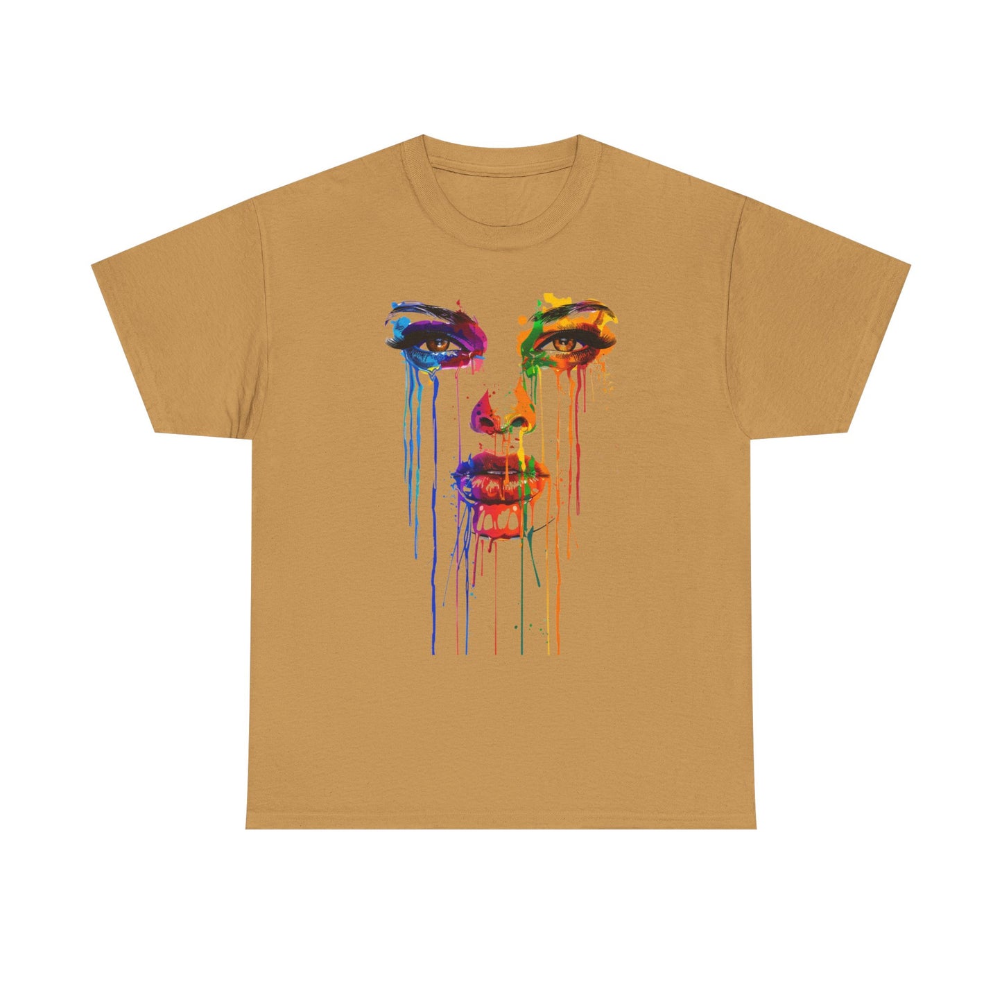 Artistic Rainbow Drip Unisex Heavy Cotton Tee | Vibrant Fashion for Self-Expression