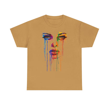 Artistic Rainbow Drip Unisex Heavy Cotton Tee | Vibrant Fashion for Self-Expression