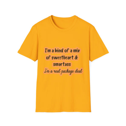 Funny Quote Unisex Softstyle T-Shirt - "I'm a mix of sweetheart & smartass"
