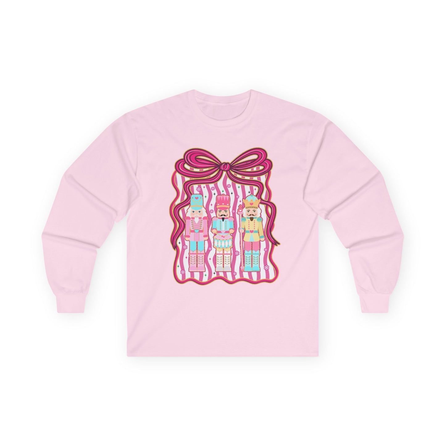 Long Sleeve Tee — Cute Kawaii Nutcracker Dolls with Bow Graphic
