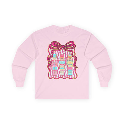 Long Sleeve Tee — Cute Kawaii Nutcracker Dolls with Bow Graphic