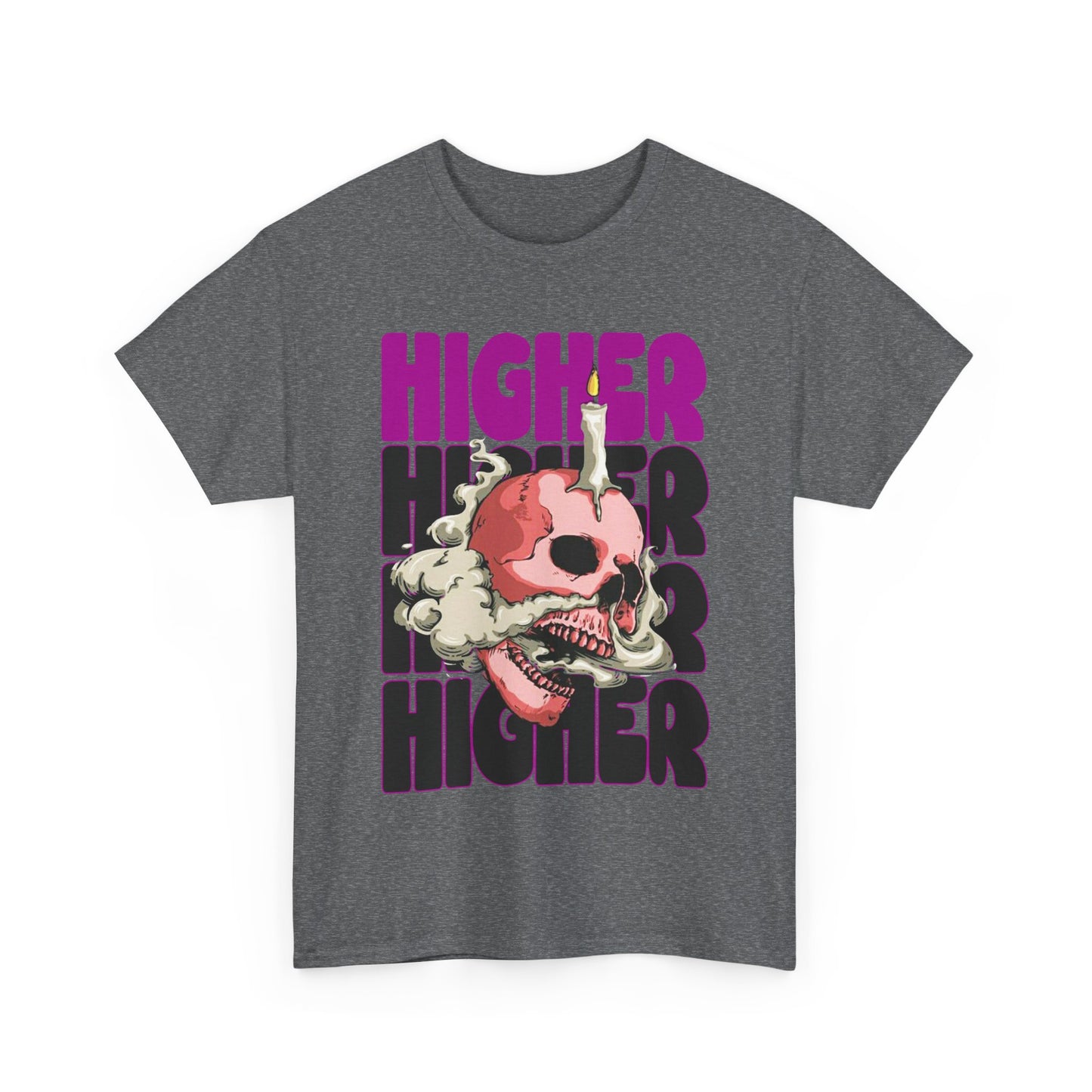 Skull Graphic Tee - "Higher" Unisex Heavy Cotton T-Shirt