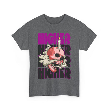 Skull Graphic Tee - "Higher" Unisex Heavy Cotton T-Shirt