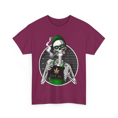 Edgy Skeleton Cannabis Tee | Unisex Heavy Cotton T-Shirt