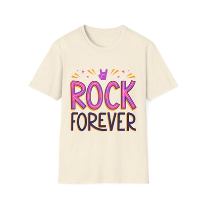 Rock Forever Unisex Softstyle T-Shirt, Music Lover Tee, Gift for Musicians, Festival Apparel, Rock Band T-Shirt
