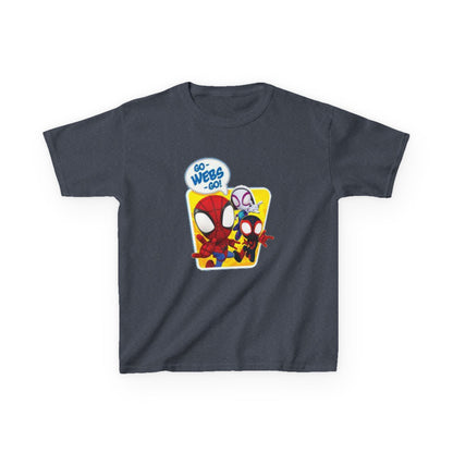 Spiderman Kids Heavy Cotton Tee - Playful Superhero Shirt for Young Fans
