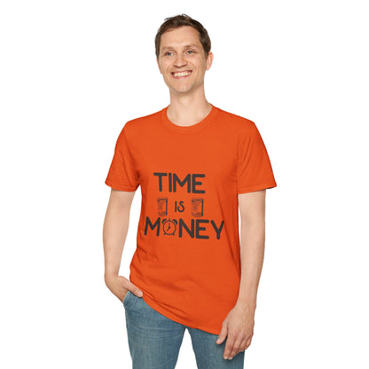 Inspirational Unisex Softstyle T-Shirt - "Time is Money" Statement Tee for Financial Motivators