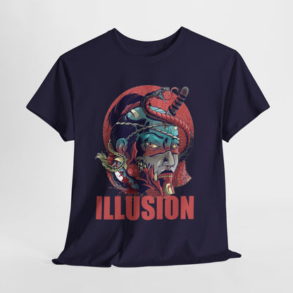 Artistic Unisex Heavy Cotton Tee - 'ILLUSION' Graphic Design