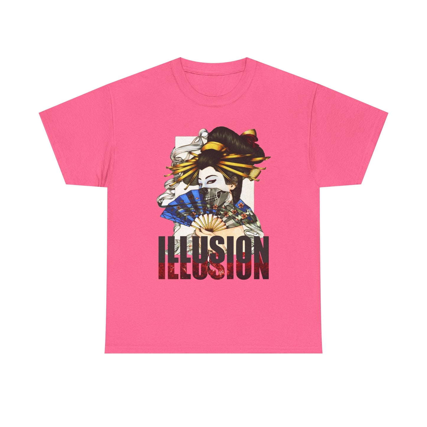 Unisex Heavy Cotton Tee - Illusion Design - Artistic Fan Graphic Tee for Casual Wear