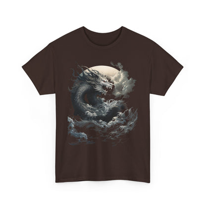 Dragon Moon Unisex Heavy Cotton Tee - Mystical Night Sky Apparel
