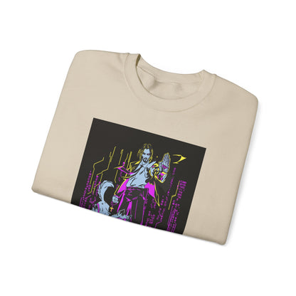 Crewneck Sweatshirt — Neon Cyberpunk Samurai Graphic